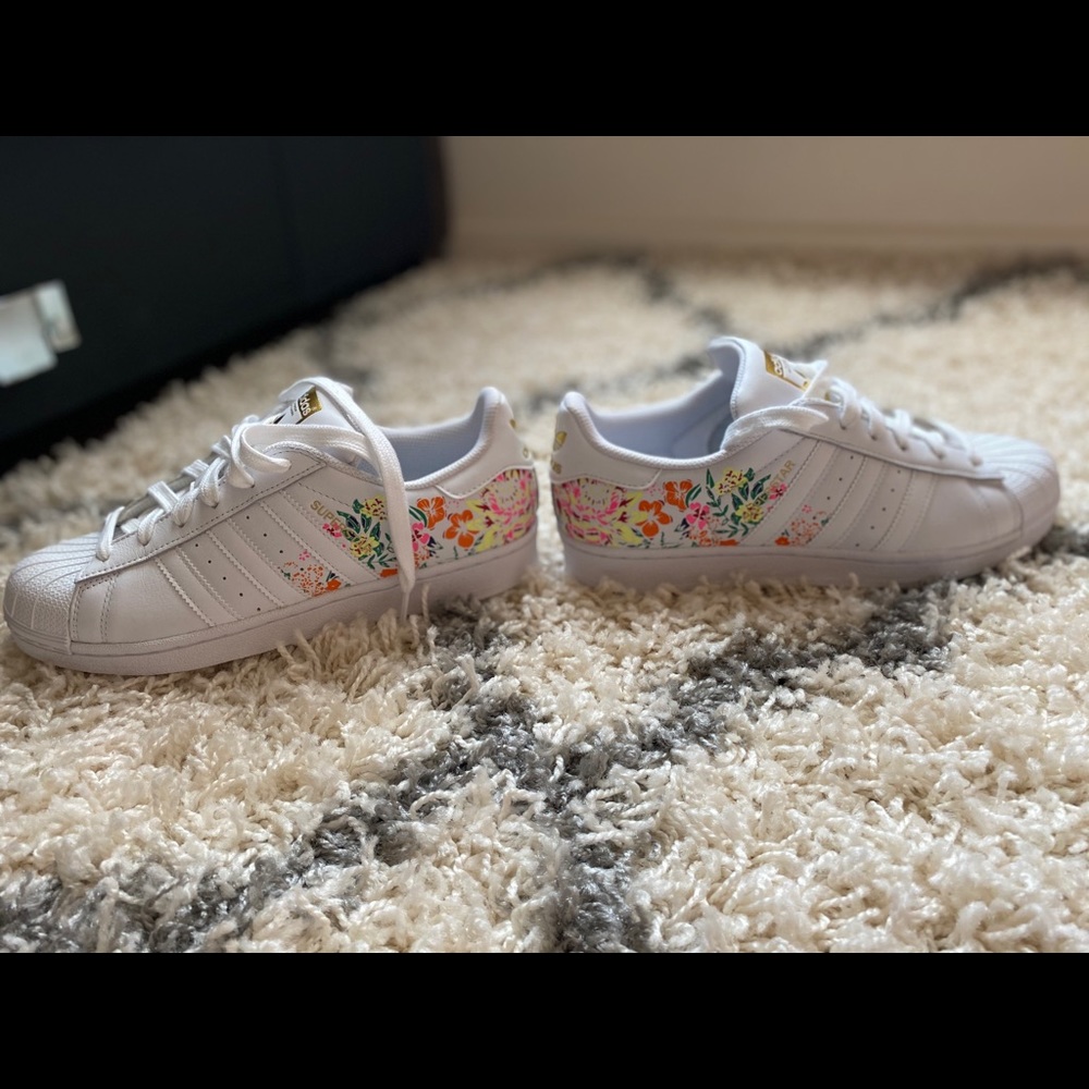 Adidas Superstar trainers floral
